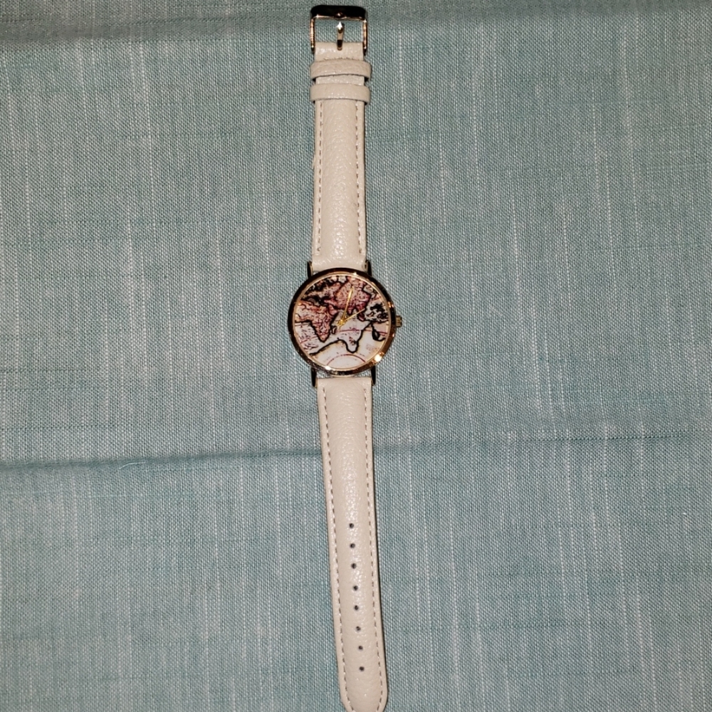 Geneva Stainless Steele Map Watch